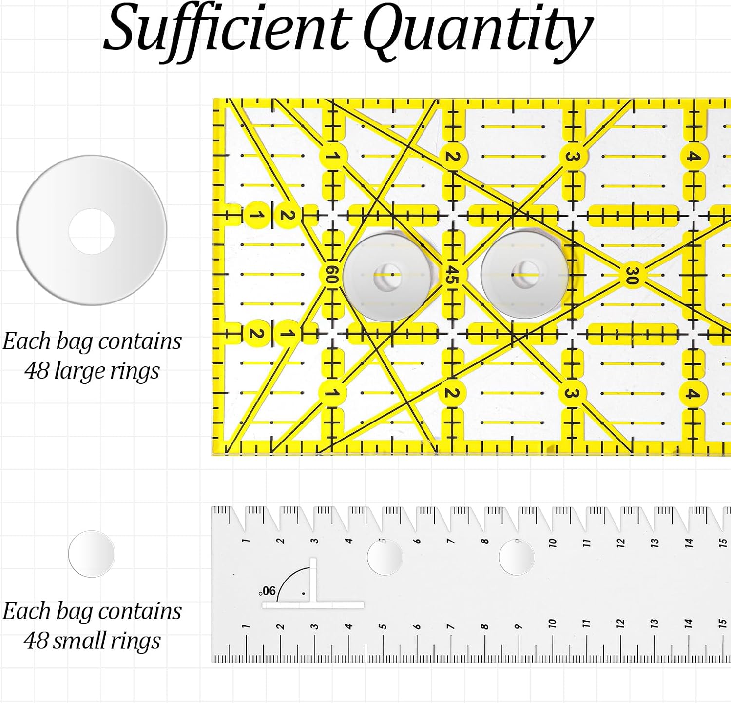 Dplolng 48 Pcs True Grips for Quilting Rulers,Non Slip Silicone Grip for Quilt Templates True Grips Stickers Quilt Ruler Grip Quilting Supplies