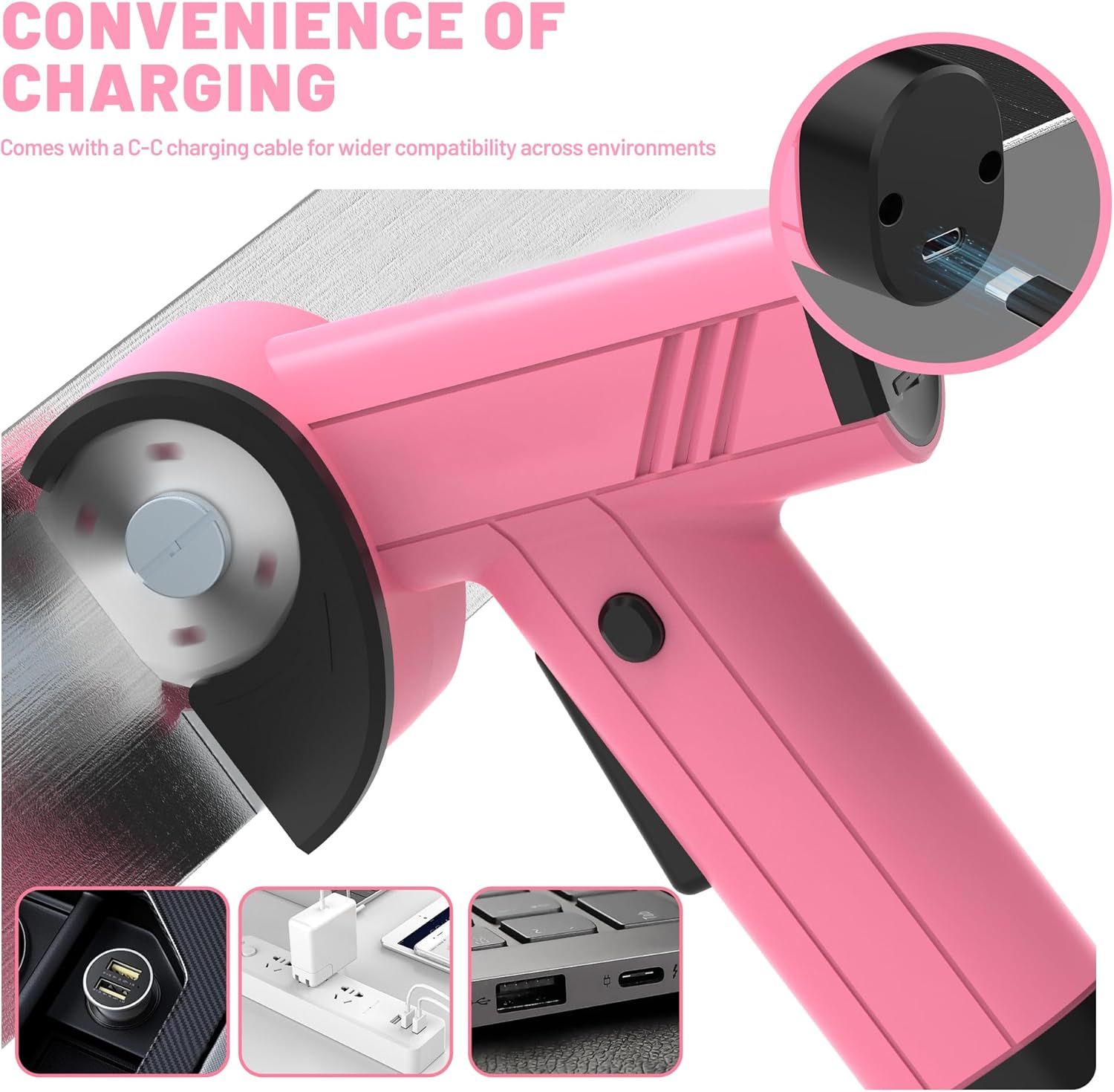 Cordless Electric Scissors,Rechargeable Cardboard Cutter with LED Light,4-Speed Power Rotary Cutter with 2 Blades,Type-C Long-Lasting Battery,for Box, Fabric, Leather Craft,Pink