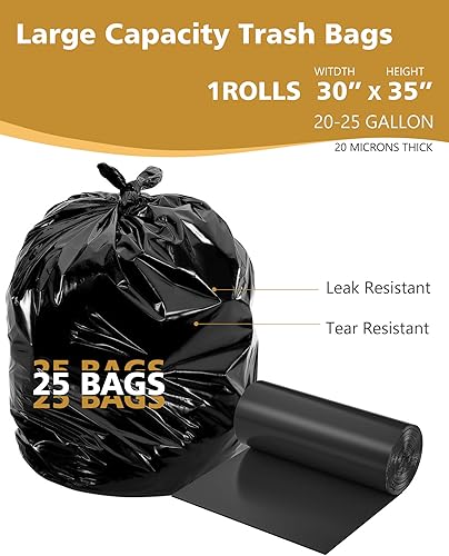 Miniatura 2 de AYOTEE - Bolsas de basura grandes de 20 galones de color negro, de 30 x 35 pulgadas, de 20 galones de alto, con lazos, bolsas de basura de plástico
