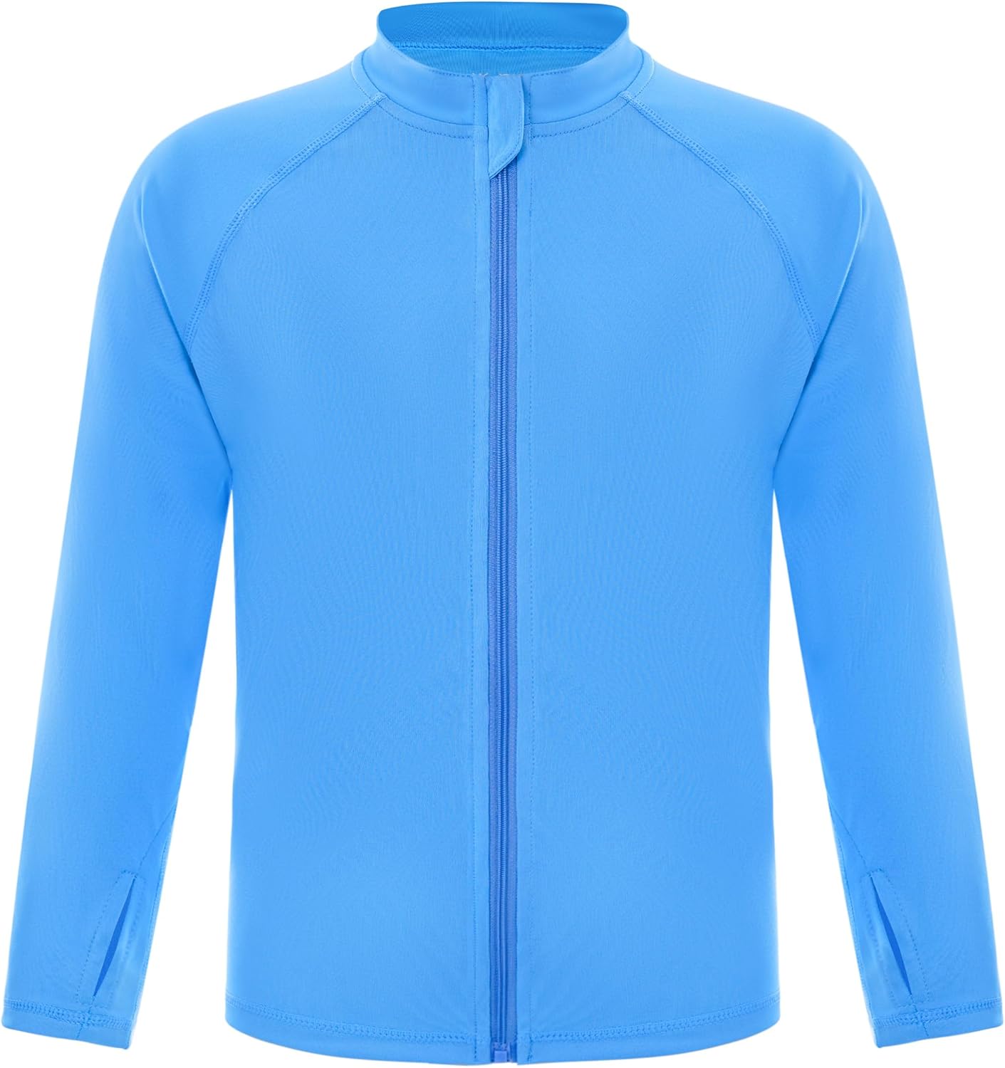 Boys UPF 50+ Rash Guard Swim Shirt, Kids Long Sleeve Sun Protection UV Zip Up Shirts Quick Dry for Water Beach