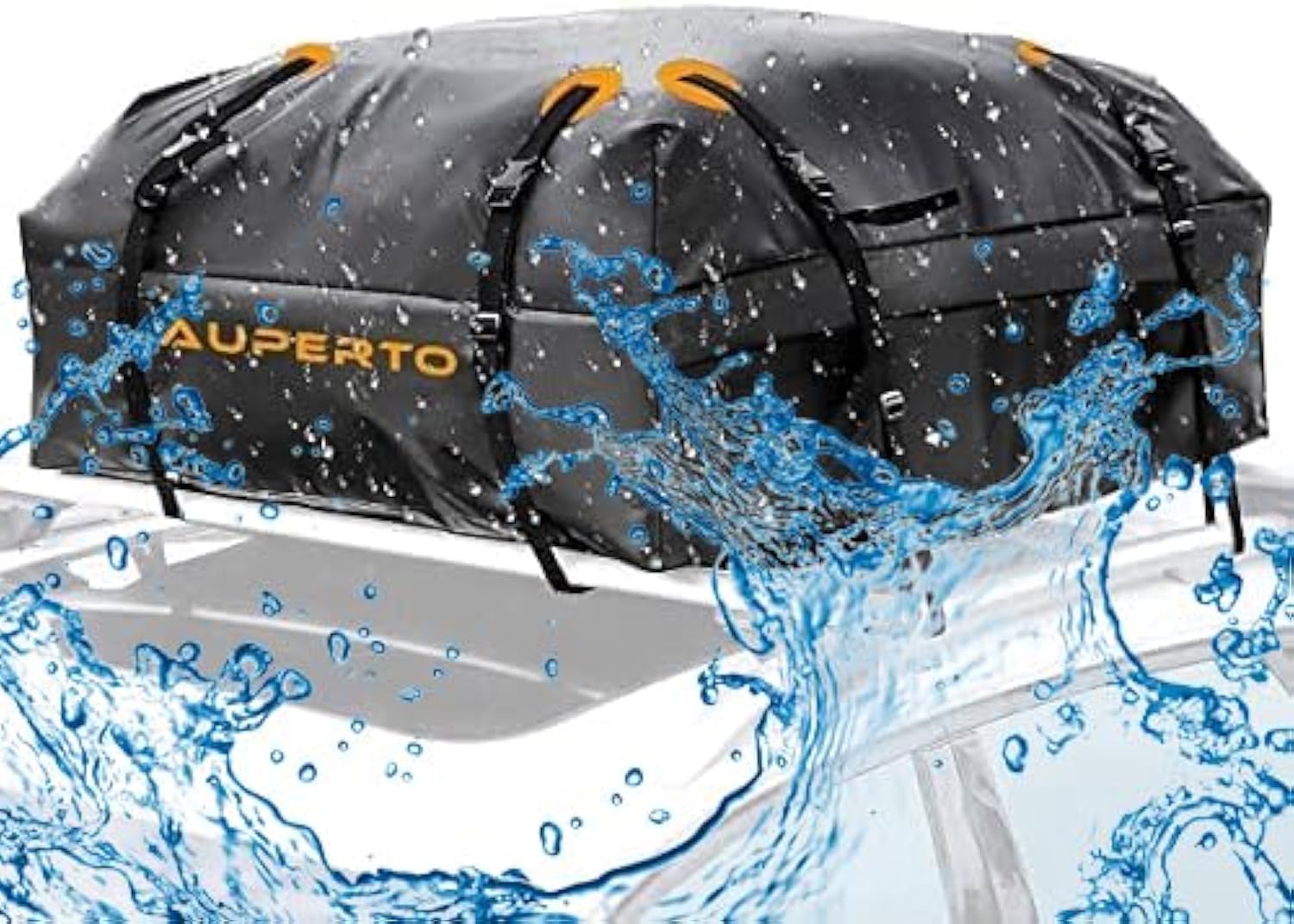 AUPERTO Waterproof Car Top Carrier- Roof Cargo Bag Box Easy to Install Soft Rooftop Luggage Carriers with Wide Straps, Best for Traveling, Cars, Vans, SUVs