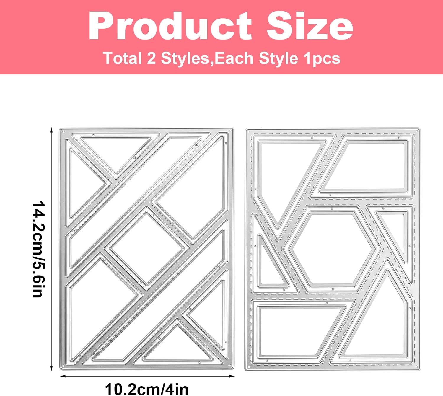 2Pcs Rectangular Die Cuts for Card Making, Frame Background Cutting Dies,