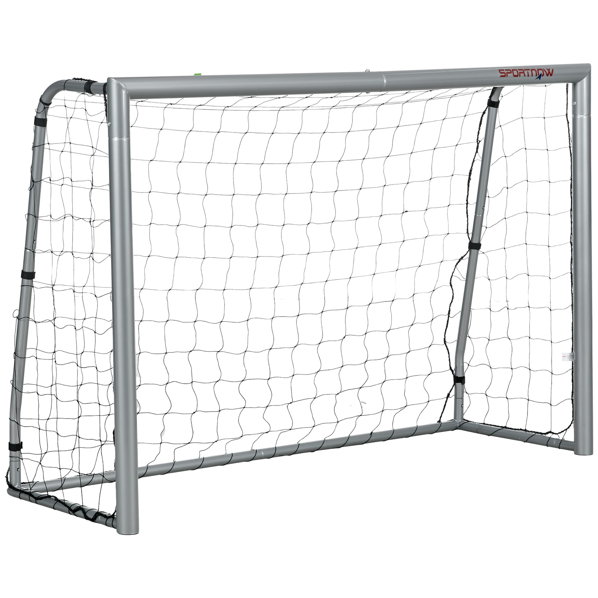 SPORTNOW Porta da Calcio con Viti e Picchetti inclusi, Rete Calcio Grigia in PE e Metallo