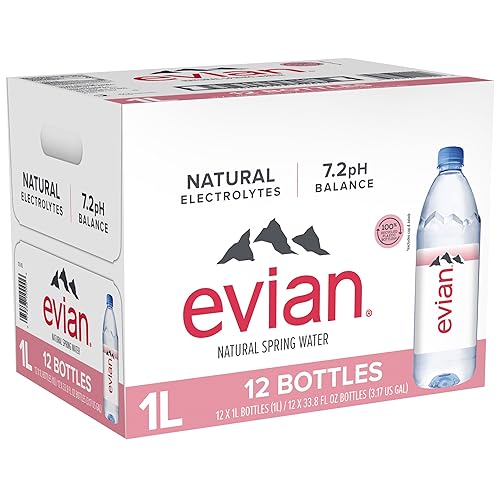 Miniatura 13 de Evian Agua de manantial natural, agua de manantial naturalmente filtrada en botellas grandes, 33.81 onzas líquidas (paquete de 12) – Paquete de 3