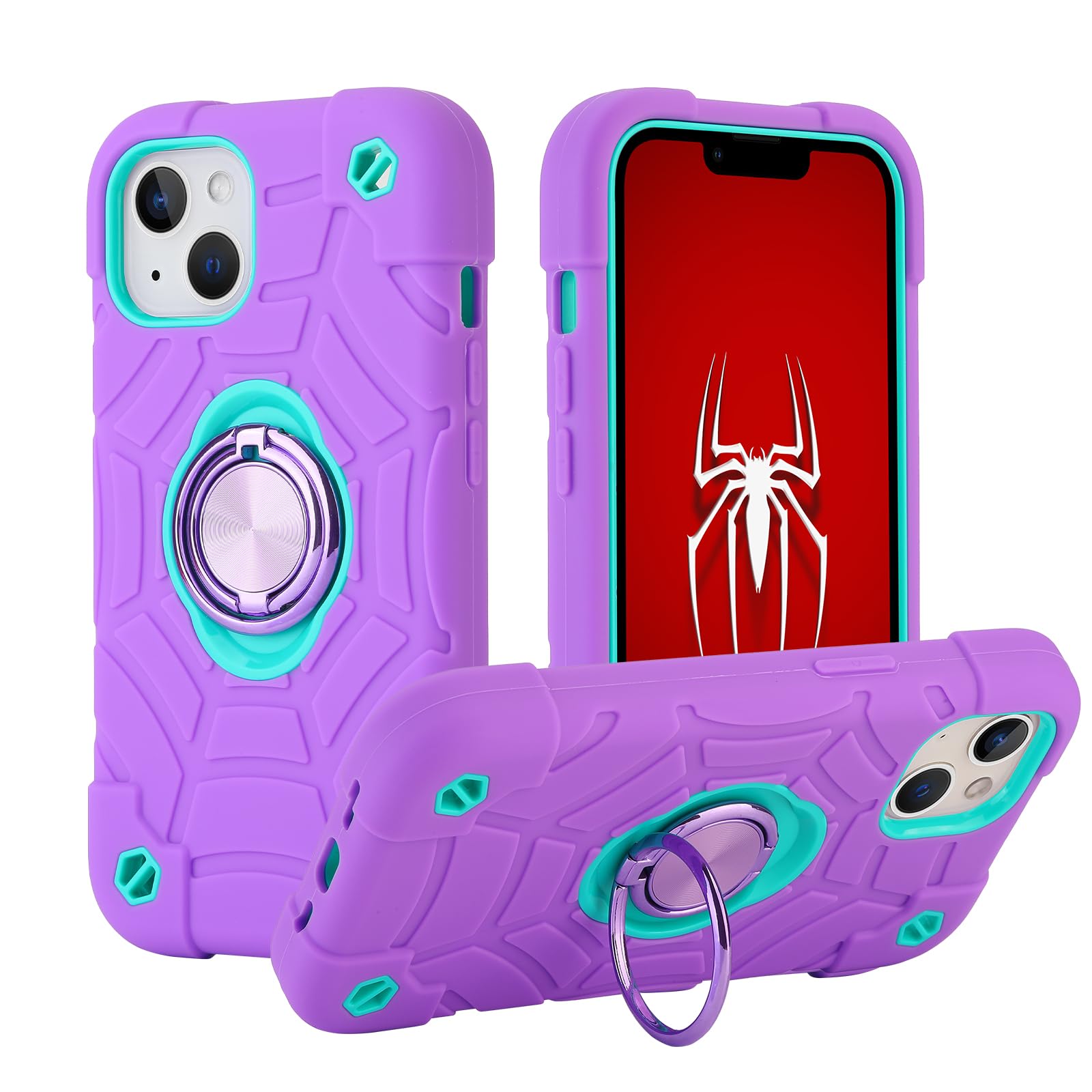 EayCoul for iPhone 14 Case/iPhone 13 Case, with Kickstand (not Compatible with Plus Sized Models),Shockproof Hybrid Hard PC Soft Rubber Case for