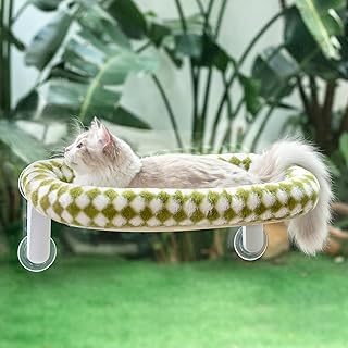 GUUSII HOME Cat Window Bed Perch Foldable Suction Cup Window Sill Hammock for Indoor Large Cats Window Sill Hanging Kitten Seat Shelf with Soft Plush Cushion Machine Washable 54x30cm(Green,M)