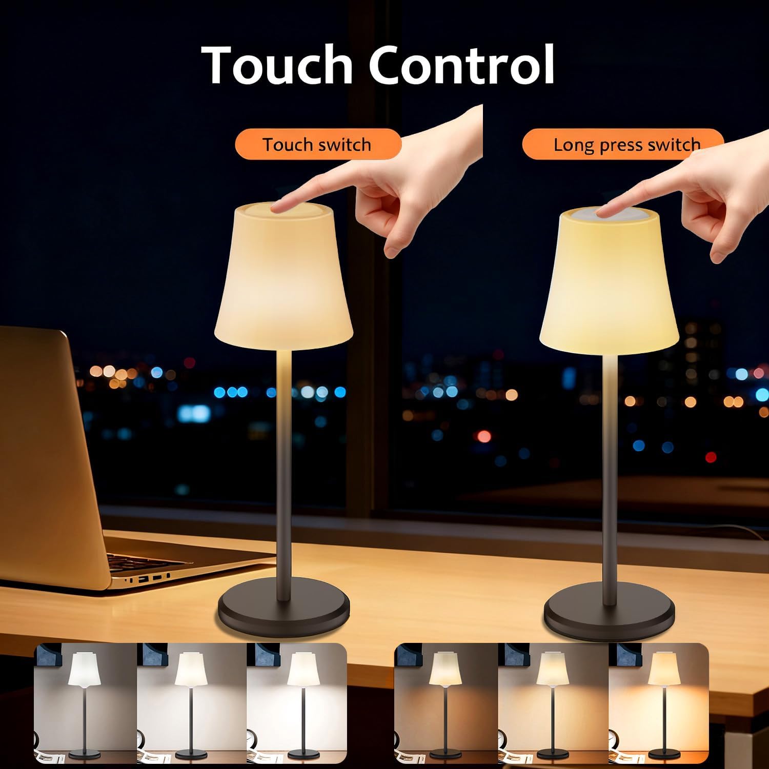 Unique New Wireless Wine Bottle Lamp Dimmable Rechargeable 3 Color&RGB LED Desk Lamp with Shade Touch Control Battery Operated LED Lamp ABS Cordless Lampshade (1, Table Multicoloured)