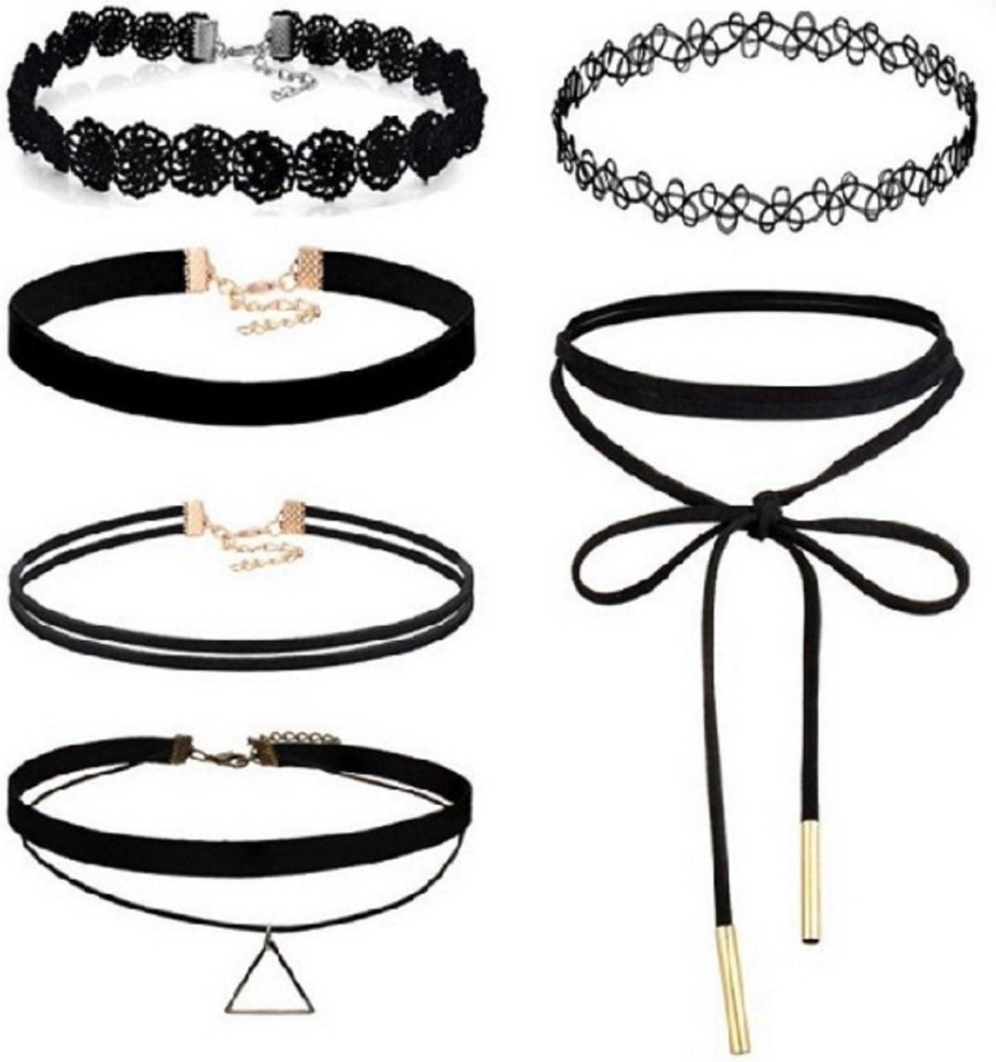 Sheclub® 6 Pieces Black Velvet Choker Necklaces Set Gothic Stretch Tattoo Choker Elastic Tassel Pendant Necklaces for Women Girls …