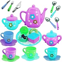 Colorful Tea Party Pretend Play Toys for Kids – Kitchen Set Food Toys for Girls Boys– Multicolor