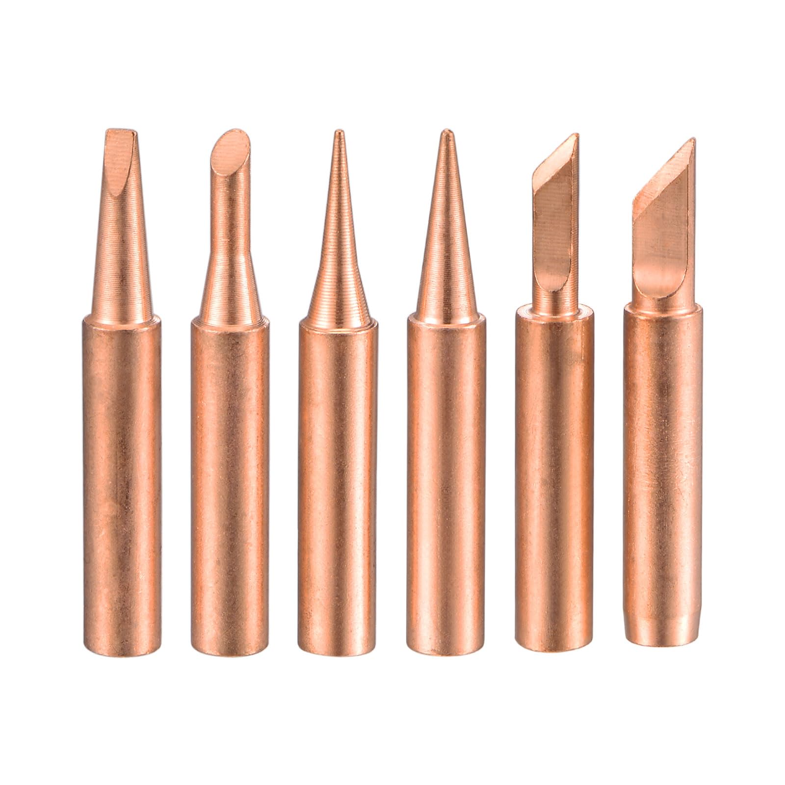 Lead-free Soldering Iron Tip I+B+K+2.4D+3C Series 4mmx41mm Replacements for Soldering Station Copper 6Pcs