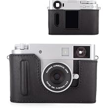 MUZIRI KINOKOO Case for Fuji X Half Camera, Retro Style Premium Genuine Leather Fuji X-Half Protective Case with Opening Bottom and Hand Grip Design - Black