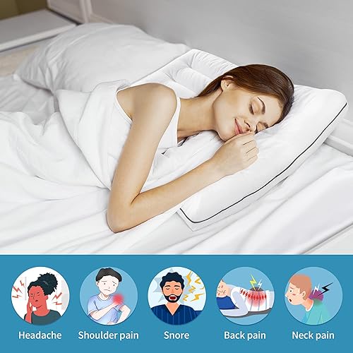Miniatura 4 de HOMBYS Almohada de cama plana ultra fina para personas que duermen boca abajo y boca arriba, almohada alternativa de plumón tamaño King de 2.5