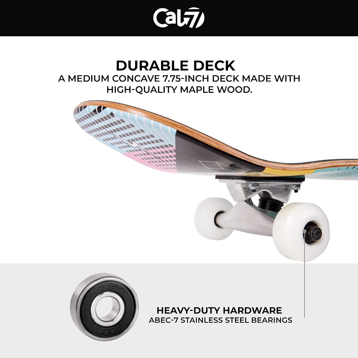 Cal 7 Complete Standard Skateboard 7.5-8-Inch Deck