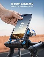 Vista 3 de Lamicall - Soporte para teléfono de motocicleta y bicicleta - [Liberación rápida 1s] Abrazadera de teléfono celular para bicicleta, abrazadera