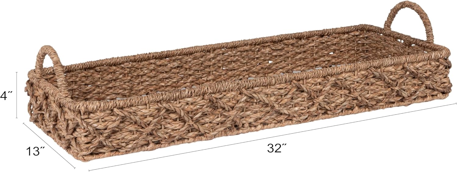 Creative Co-Op Decorative Rectangular Woven Seagrass Tray with Handles