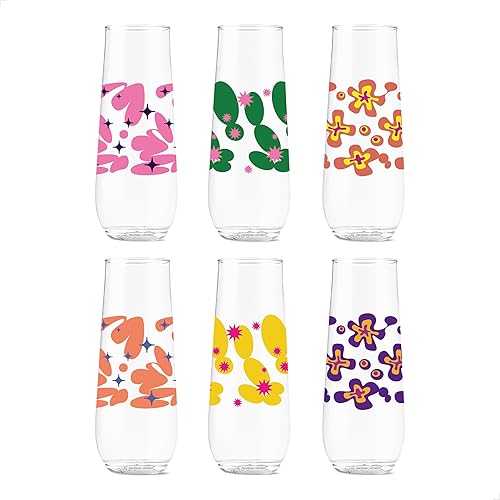 Miniatura 11 de TOSSWARE POP - Juego de 6 vasos de vino de 14 onzas Serie Mid-Century Retro, de alta calidad, reciclables, irrompibles y de plástico transparente