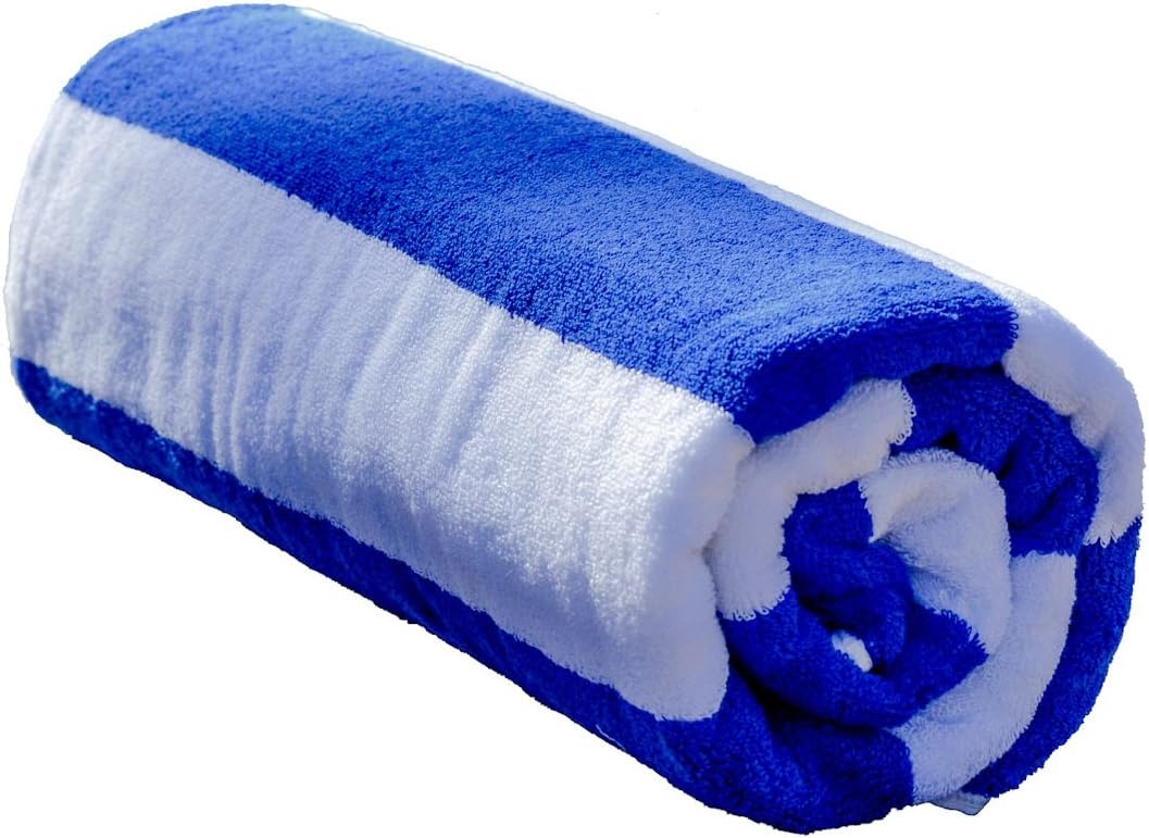 70x35-Inch Large Beach Towel with Blue Stripe