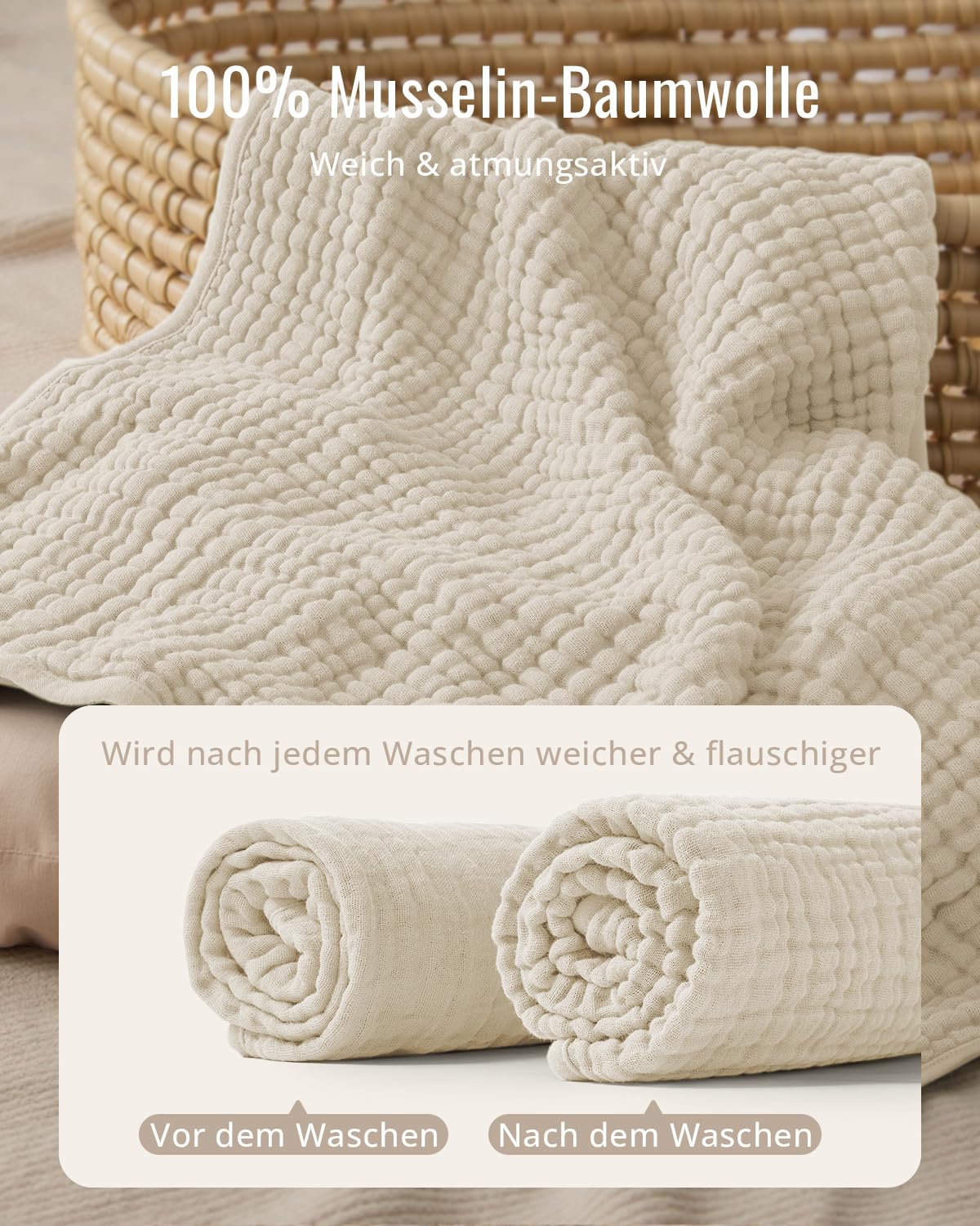 Blissful Diary Musselin Baby kapuzenhandtuch Baby, 2er-Pack,Weiche und Saugfähige Baby Handtuch Kapuze, Baumwolle Baby Badetuch Unisex, Babygeschenk, Baby-Basics, 81x81cm, Bär & Lamm