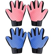 AIRFUL 2 Pairs of Cat Grooming Gloves, Double-Sided Pet Glove Brush, Right Hand Cat Gloves, Grooming for Short Hair and Long Hair, Light Blue, Pack of 4