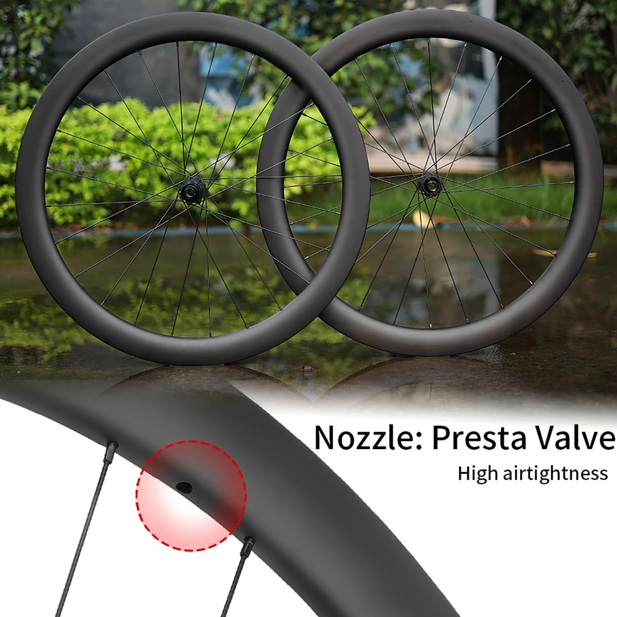 700C Fibra De Carbono Juego De Ruedas para Bicicleta De Carretera 28/32/35/38/42/45/50/55/60/65mm Eje Pasante Cierre Central Freno De Disco Bujes 24H para 8-12 Velocidades