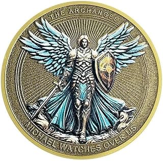 Saint Michael Archangel Watches Over Us Challenge Coin Collectible Faith and Courage Collectible Token