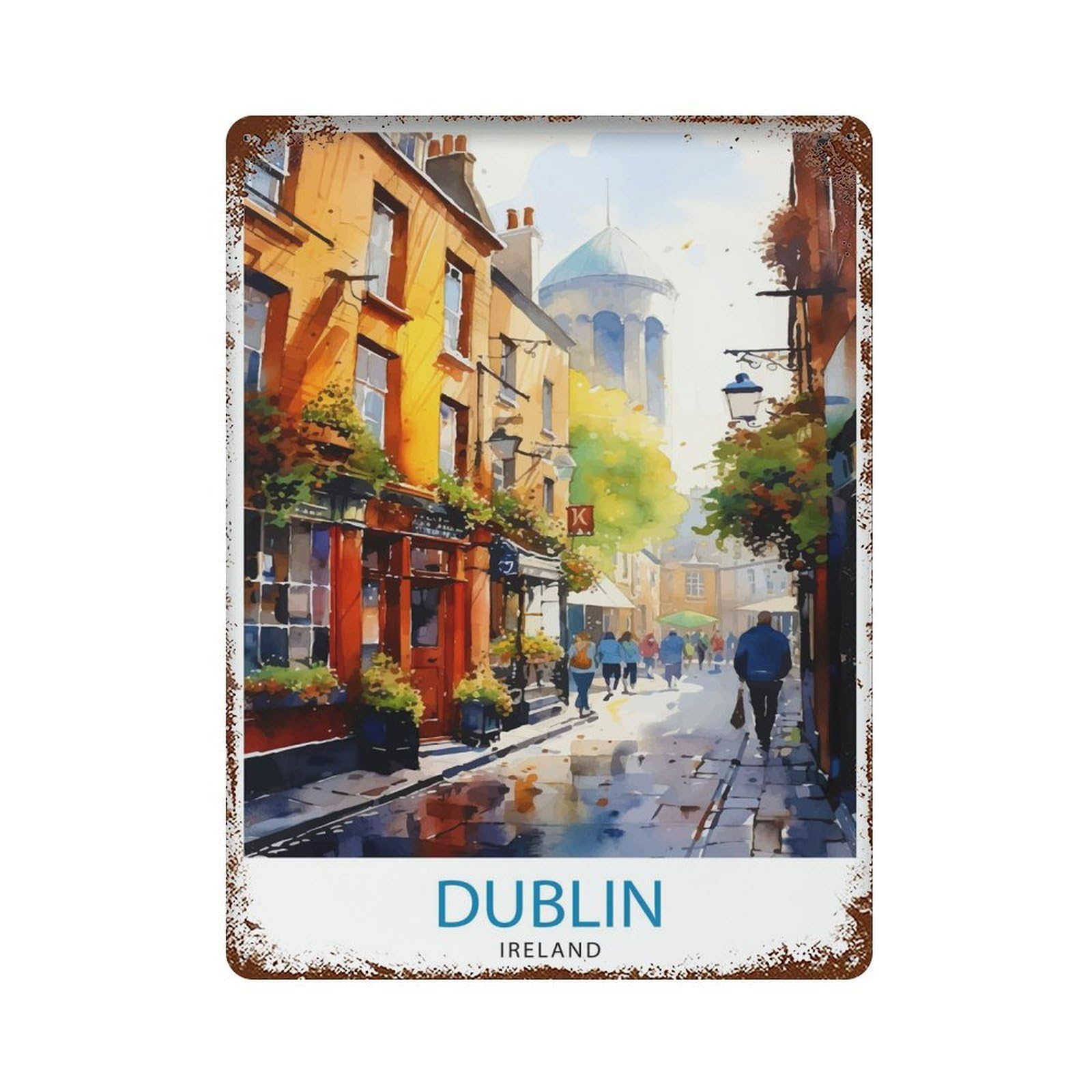 Dublin Ireland Cityscape Lively Temple Bar Scene Historic Georgian Doors Irish Pub Cultur_5 Wall Decor Art Metal Tin Poster Modern Home Decor Art Home Bar Shop Decorations Vintage Sign 40x30cm