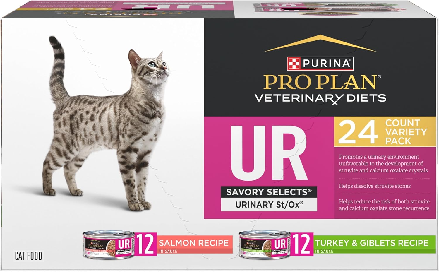 Pro Plan Veterinary Diets Purina UR Urinary St/Ox Savory Selects Wet Cat Food Variety Pack - (Pack of 24) 5.5 oz. Cans