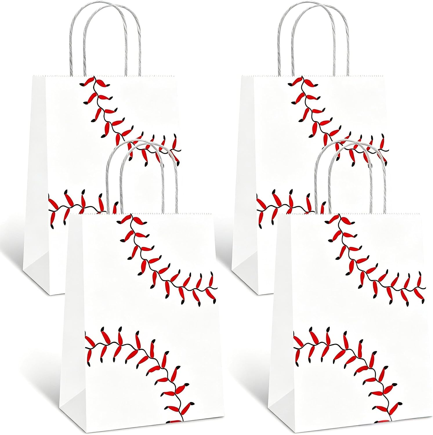 Rarapop Baseball Party Favors Gift Bags with Handle, 12 PCS Paper Snack Treat Goodie Bag for Baseball Theme Games Day Sports Goody Bags Birthday Party Decorations Supplies