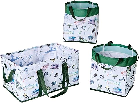 The Lakeside Collection 3-Pc. Everyday Storage Bin Sets - Gone Fishing, White