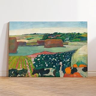 9W Paul Gauguin Poster Art Print Haystacks in Brittany Abstract Oil Painting Reproductions Vintage Farmhouse Impressionist Modern Home Wall Art Decor For Office Bedroom Living Room
