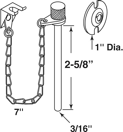 Miniatura 4 de Defender Security U 9858 - Pasador de puerta corrediza de patio, 316 pulgadas x 2-58 pulgadas, pasador de acero y anillo de retención, acabado