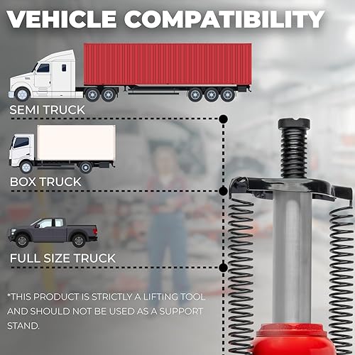 Miniatura 4 de Stark USA gato hidráulico de botella de aire de perfil bajo de 20 toneladas con bomba manual de mano para reparación de vehículos de auto, camión y