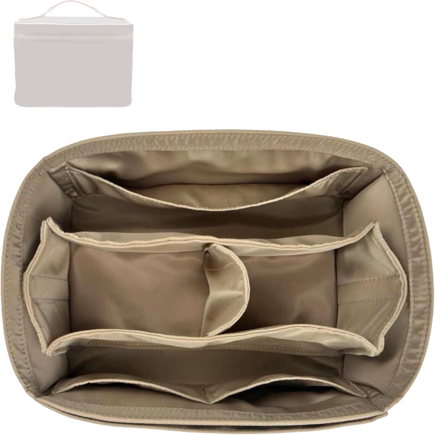 Divitize Waterproof Nylon Purse Organizer compatible with Lv Nice BB/Nano/Mini Organizer Insert - Handmade Premium Quality, 1:1 Perfect Fit with Oval Corners (Beige, For Nice BB)