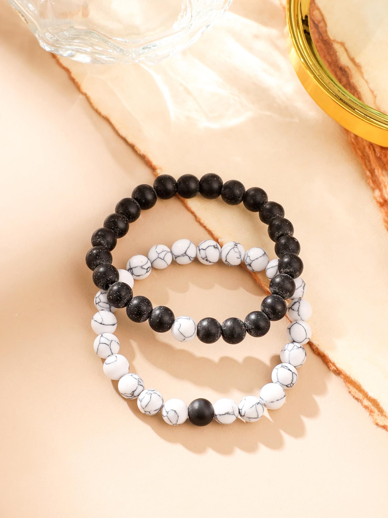 Yellow Chimes D'Vine Couple Collection Charm Bracelet for Women (Black; White)(YCFJCPBR-621DVINE-WHBK) 4