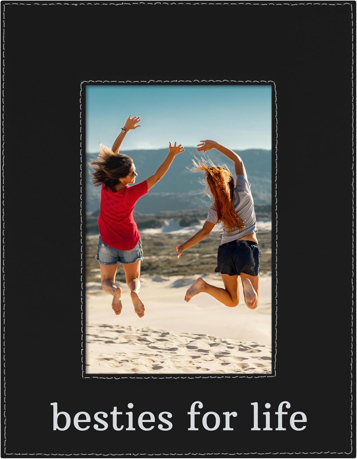 ThisWear Lifelong Best Friends Frame Besties for Life 4x6 Leatherette Photo Frame Black