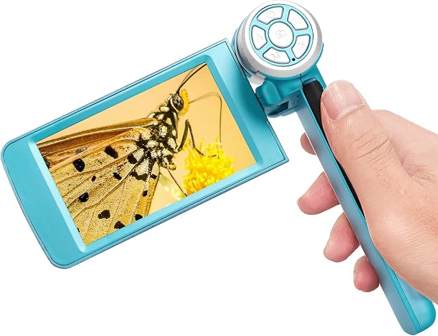 Andonstar AD203 Handheld Digital Microscope, Portable Pocket Microscope with 4'' LCD Screen for Kids and Adults, Blue, Electronic FHD Video Microscope, Supports Windows Mac PC, USB Coin Microscope