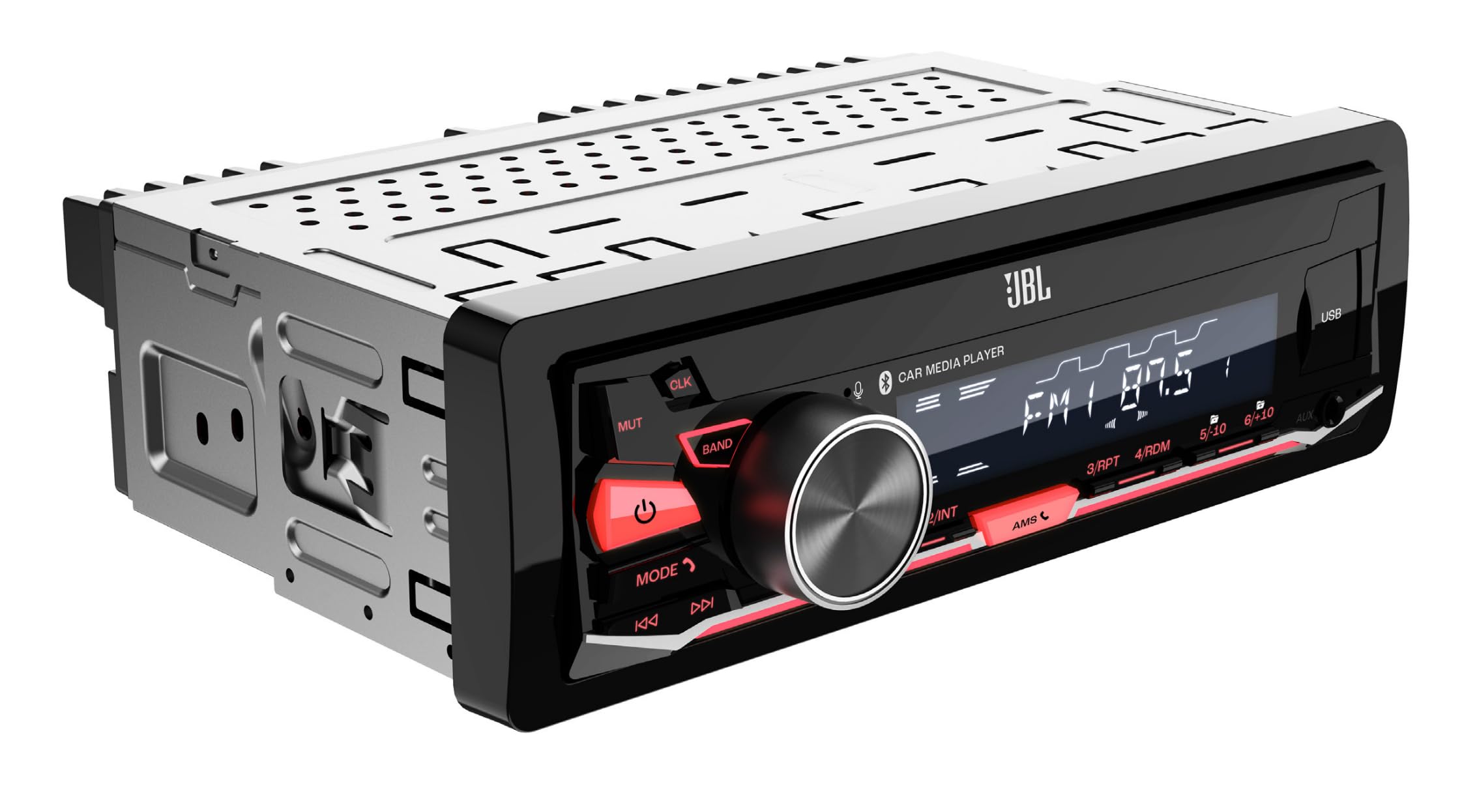 JBL Celebrity 350 Autoradio 1 DIN Bluetooth USB AUX AM FM RDS per Auto | Potenza max 4x50W, Bluetooth 6.0, sintonizzatore AM FM RDS, uscita RCA 6 canali 4V, 20Hz-20kHz, misure 178x50x87mm, microfono
