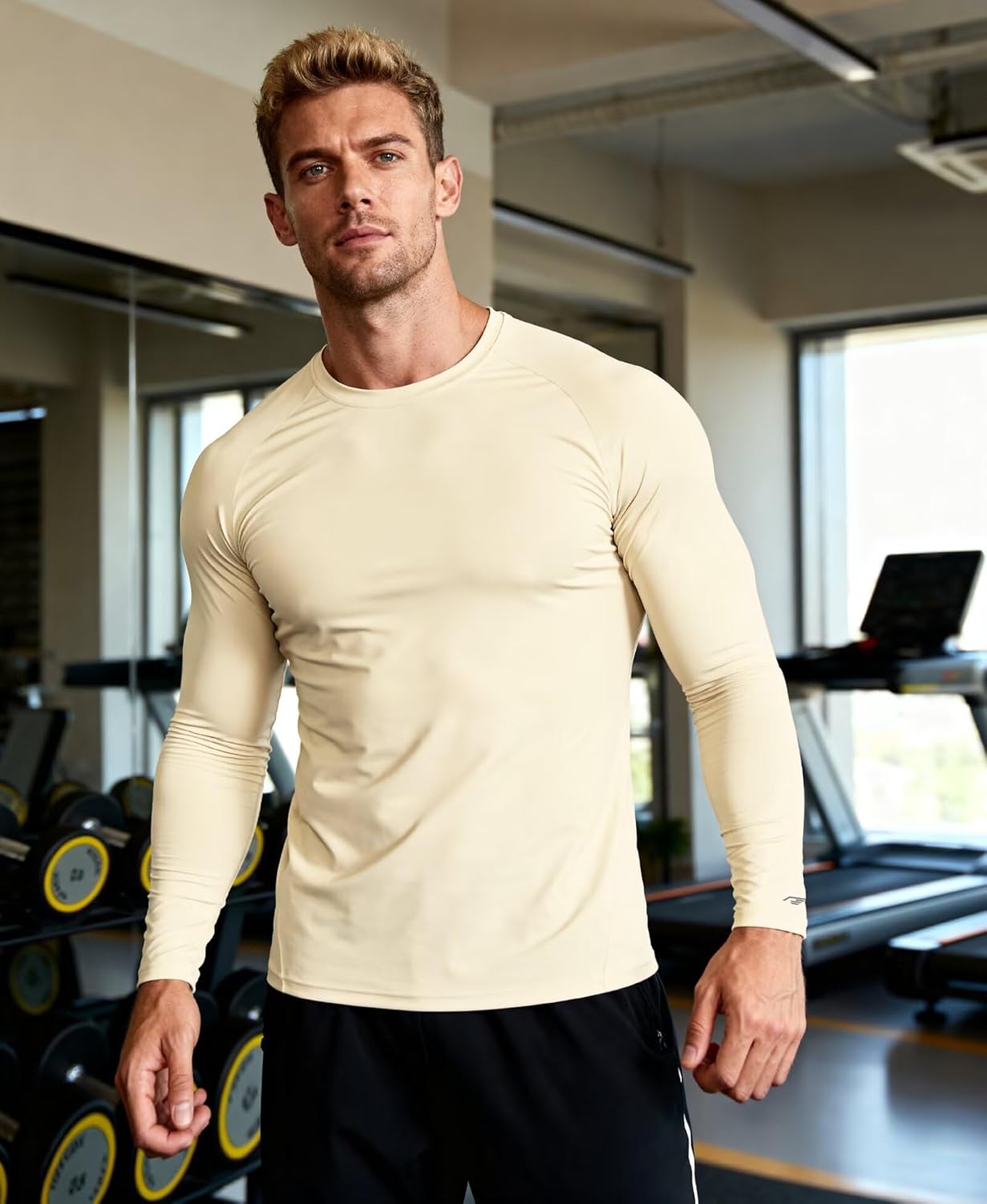 Long Sleeve Athletic Shirt Men Slim Fit Outdoor Running Thermal Crewneck Tops Base Layer T-Shirt Moisture Wicking - Image 4