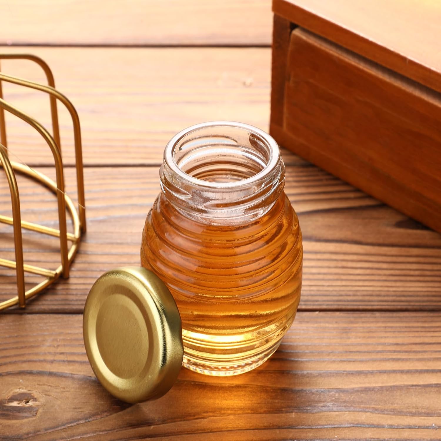 Baderke 3.4 oz Mini Honey Jars Party Favors, 12 Pack Small Glass Honey Jar with Lids Empty Glass Jars for Baby Shower Wedding Bridal Shower and Birthday Party Favors image 4