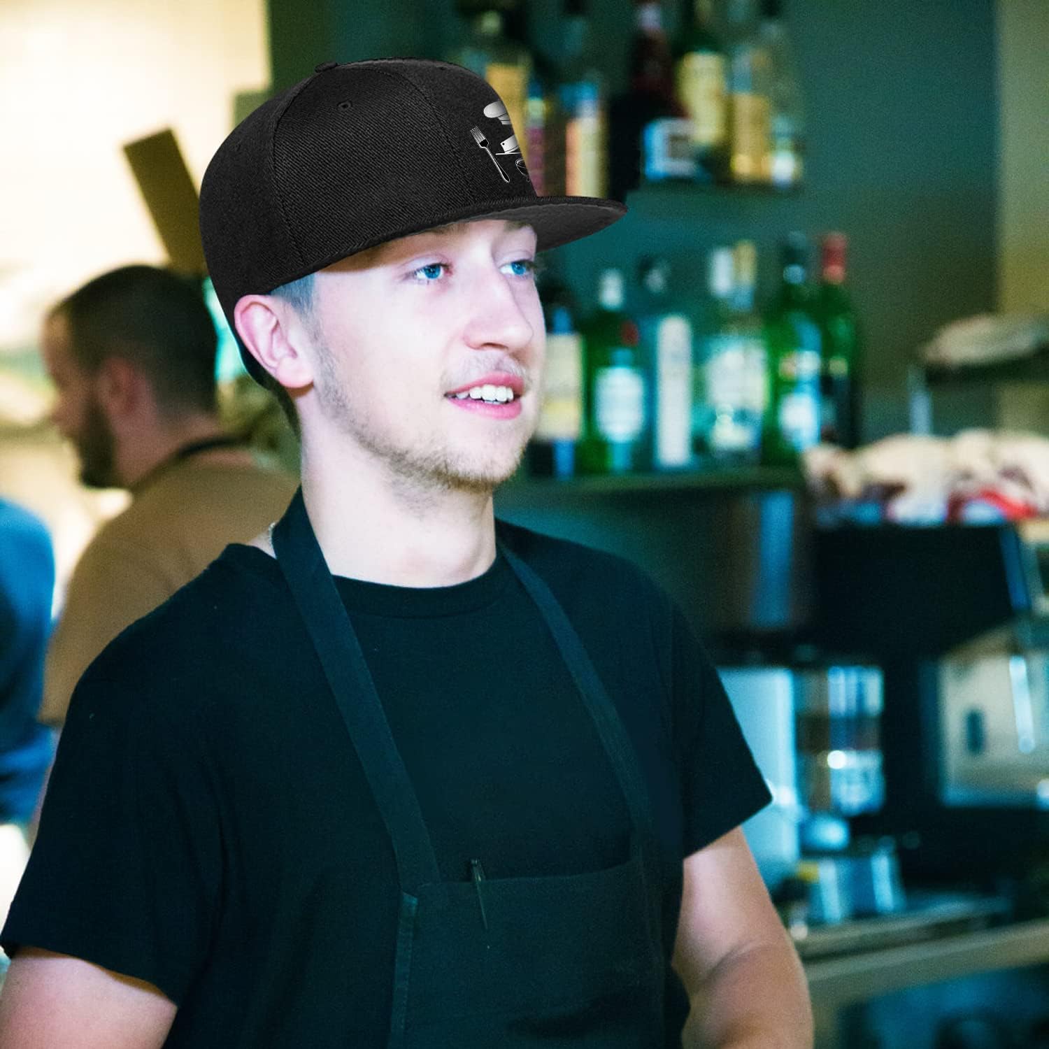 Snapback Hat for Men Boys Black Baseball Cap Flat Bill Dad Hats Trucker Caps Gift for Teens Flat Brim Hat - Image 4