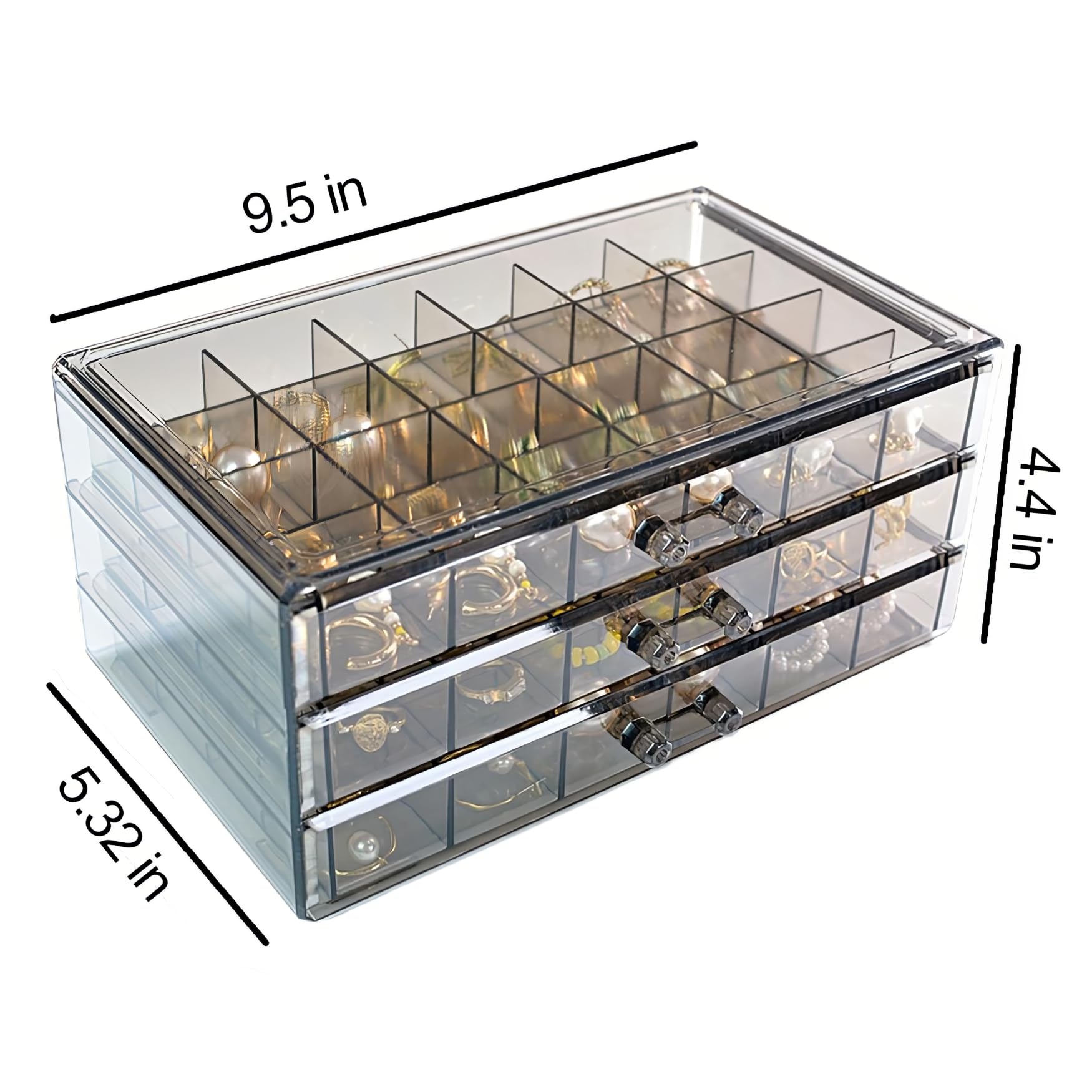 Kosmetik-Organizer Mit 3 Schubladen & 72 Fächern – Transparenter Schmuck-Aufbewahrung Für Ohrringe, Ringe & Make-up