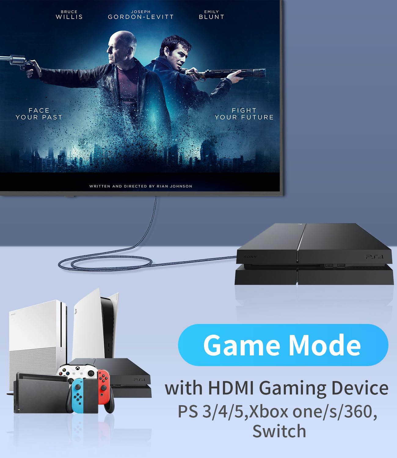 Adaptateur HDMI vers DisplayPort 4K @ 60 Hz – (mâle vers femelle) câble convertisseur HDMI vers DP 1.2 avec alimentation USB pour moniteur, PS4, haute vitesse, compatible HDCP2.2 – 0,2 m (non