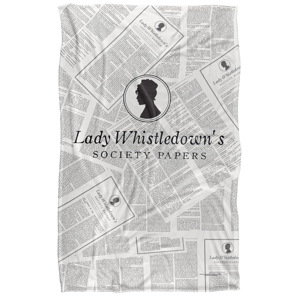 Bridgerton Lady Whistledown Newsprint Super Soft Snuggle Blanket with Silky Touch - 91 x 147 cm