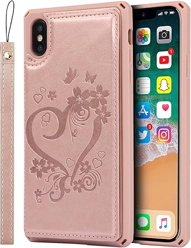 Miniatura 9 de Cavor Funda para iPhone Xs Max con tarjetero, funda tipo cartera con tarjetero y tarjetero para iPhone Xs Max, funda de piel sintética con ranuras