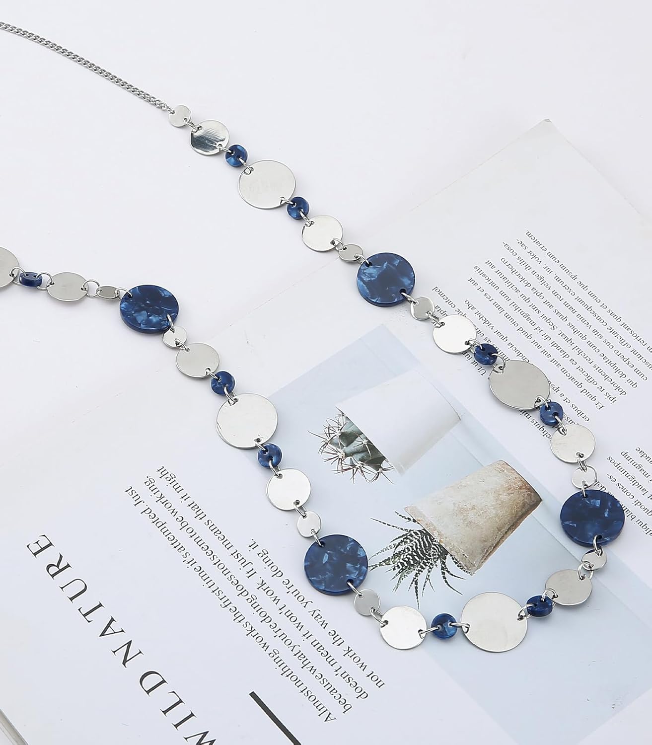 BULINLIN Layered Silver Long Necklace for Women Turquoise Stone Beaded Strand Sweater Chain Necklaces Fashion Costume Jewelry Gifts for Mom - Image 5