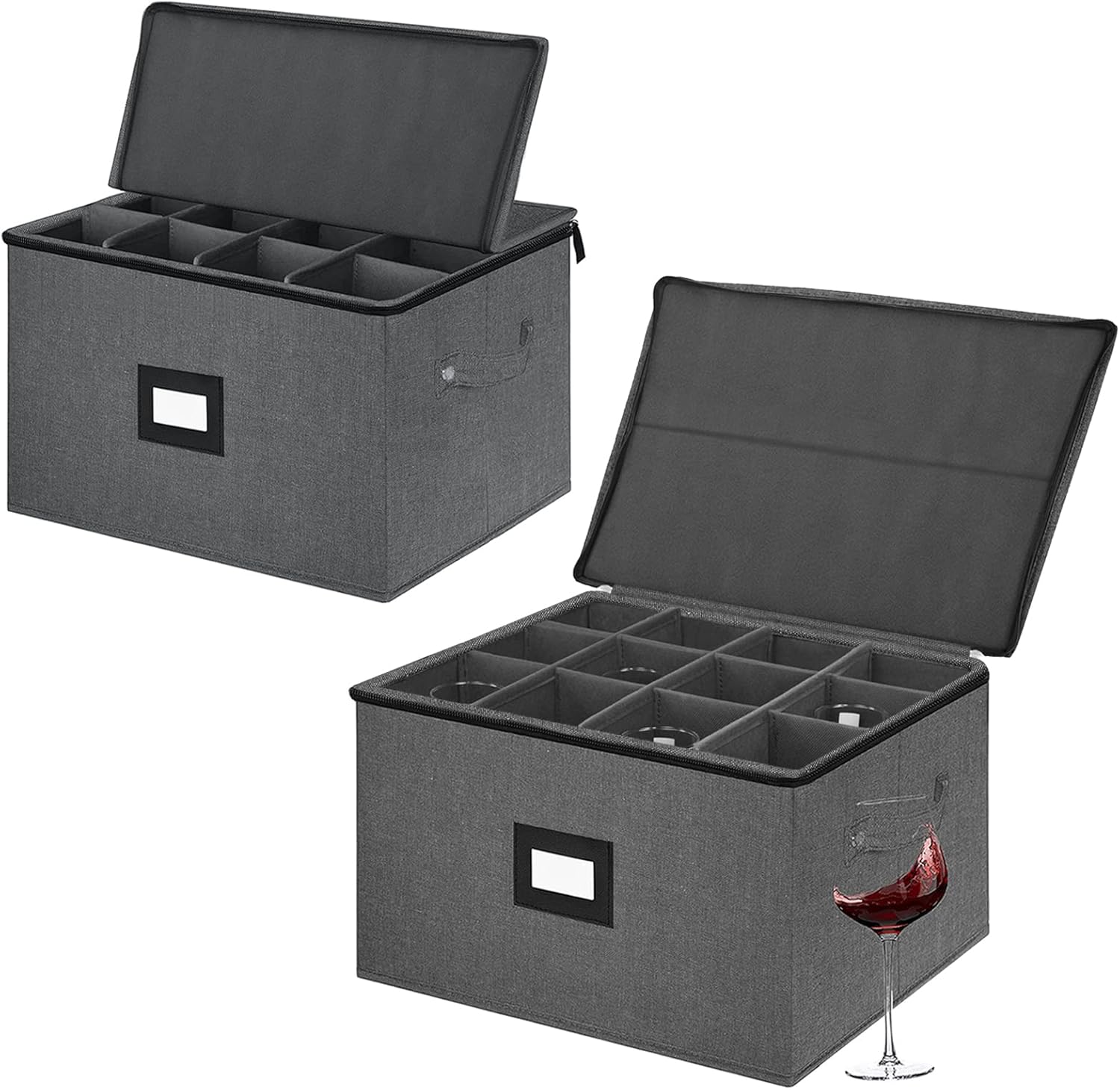 VERONLY 2 Pack Stemware Storage Cases China Storage Containers Hard