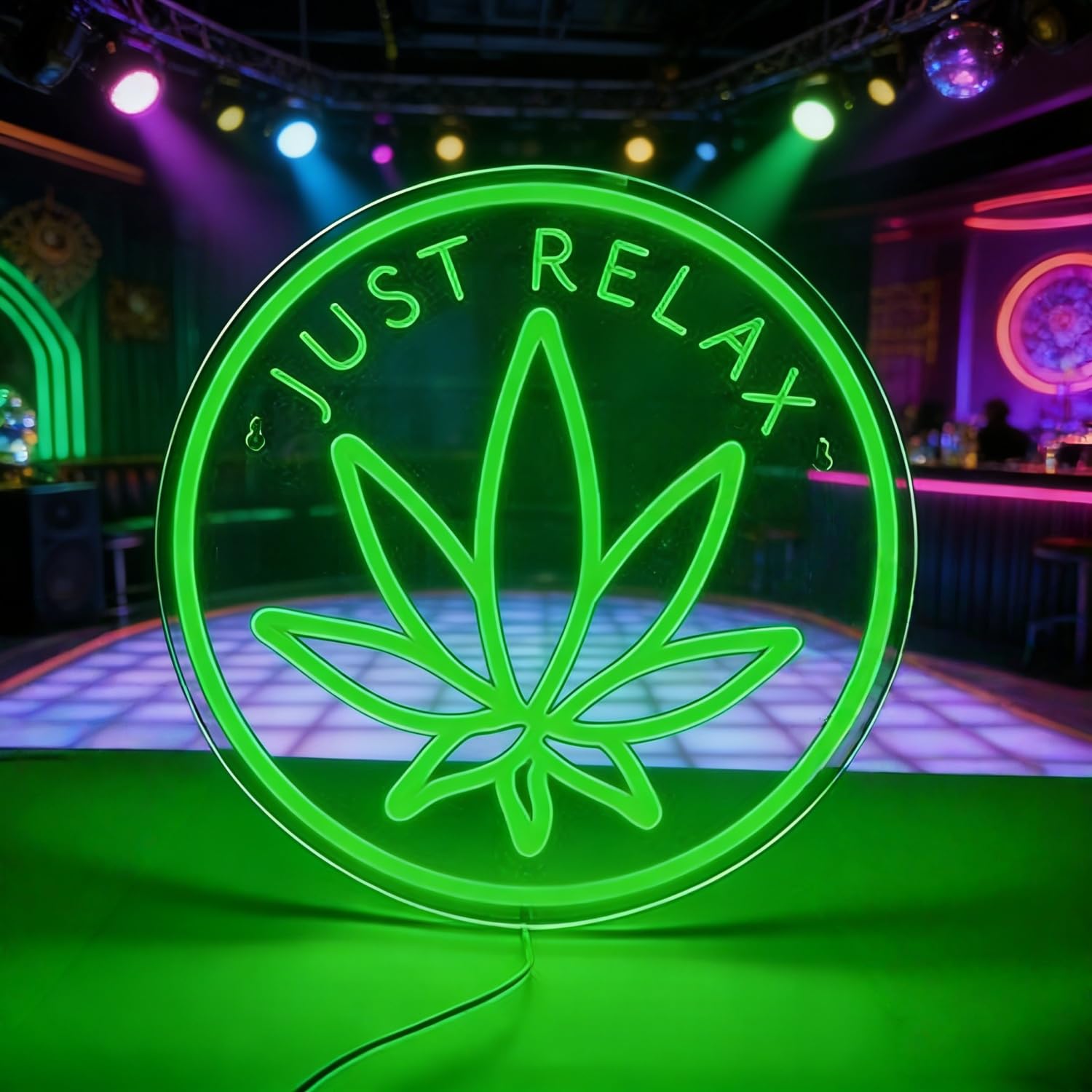 Green Leaf Neon Sign, Dimmable LED Light for Wall Decor, USB Powered Neon Lamp for Bar Man Cave Dispensary Store Hotel Party Decorations Unique Birthday Gift for Lover
