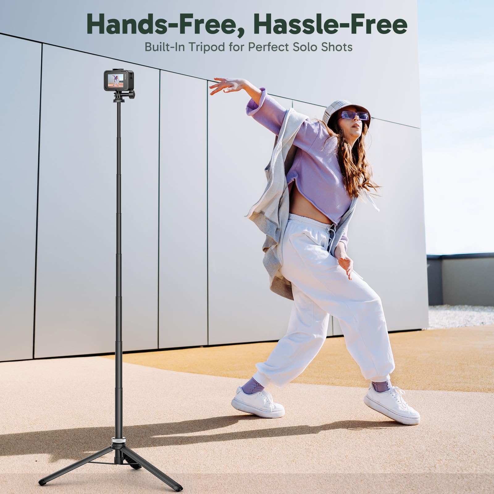 AKASO Perche à Selfie Extensible Jusqu'à 160 CM Compatible avec AKASO EK7000/EK7000 Pro/Brave 4 Pro/Brave 7 Le/Brave 7/Brave 8/V50X/V50 Pro/V50 Elite & Autres Marques