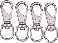 Vista 1 de Gancho giratorio de acero inoxidable, paquete de 4 (3.5 pulgadas), clips de buceo resistentes, clips de asta de bandera, ganchos de resorte