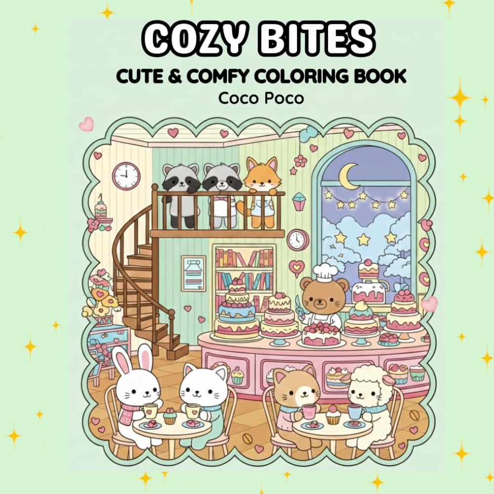 Cozy Bites: A Bold and Easy Kawaii Coloring Book - Cute & Comfy Coloring Book: Simple Aesthetic Designs for Stress Relief and Relaxation — Large ... (Coco Poco: Cozy & Comfy Coloring Books)